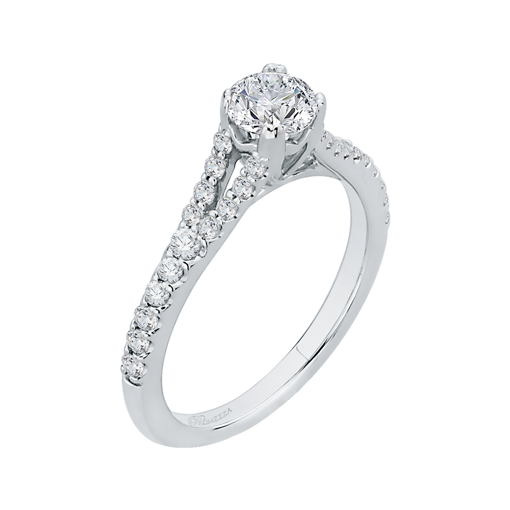 Split Shank Round Diamond Engagement Ring in 14K White Gold