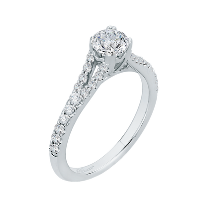 Split Shank Round Diamond Engagement Ring in 14K White Gold