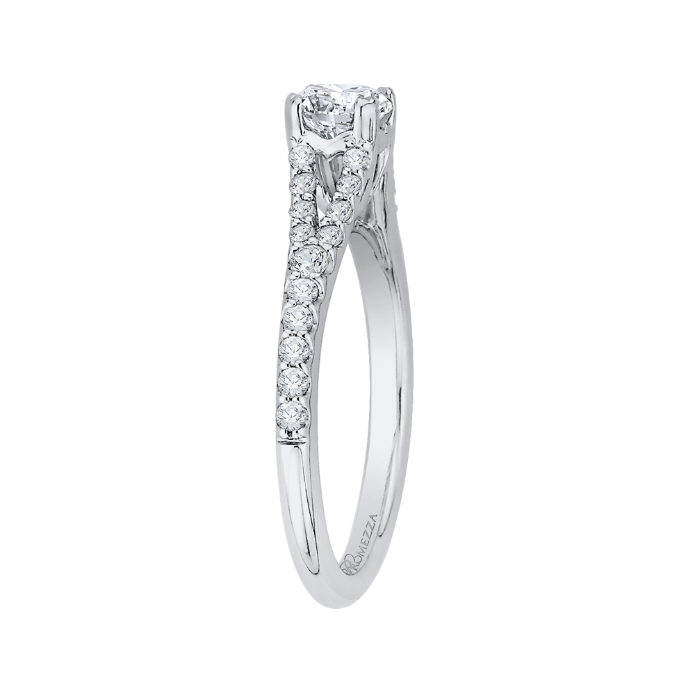 Split Shank Round Diamond Engagement Ring in 14K White Gold