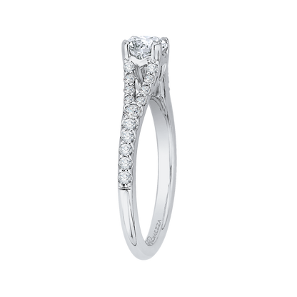 Split Shank Round Diamond Engagement Ring in 14K White Gold