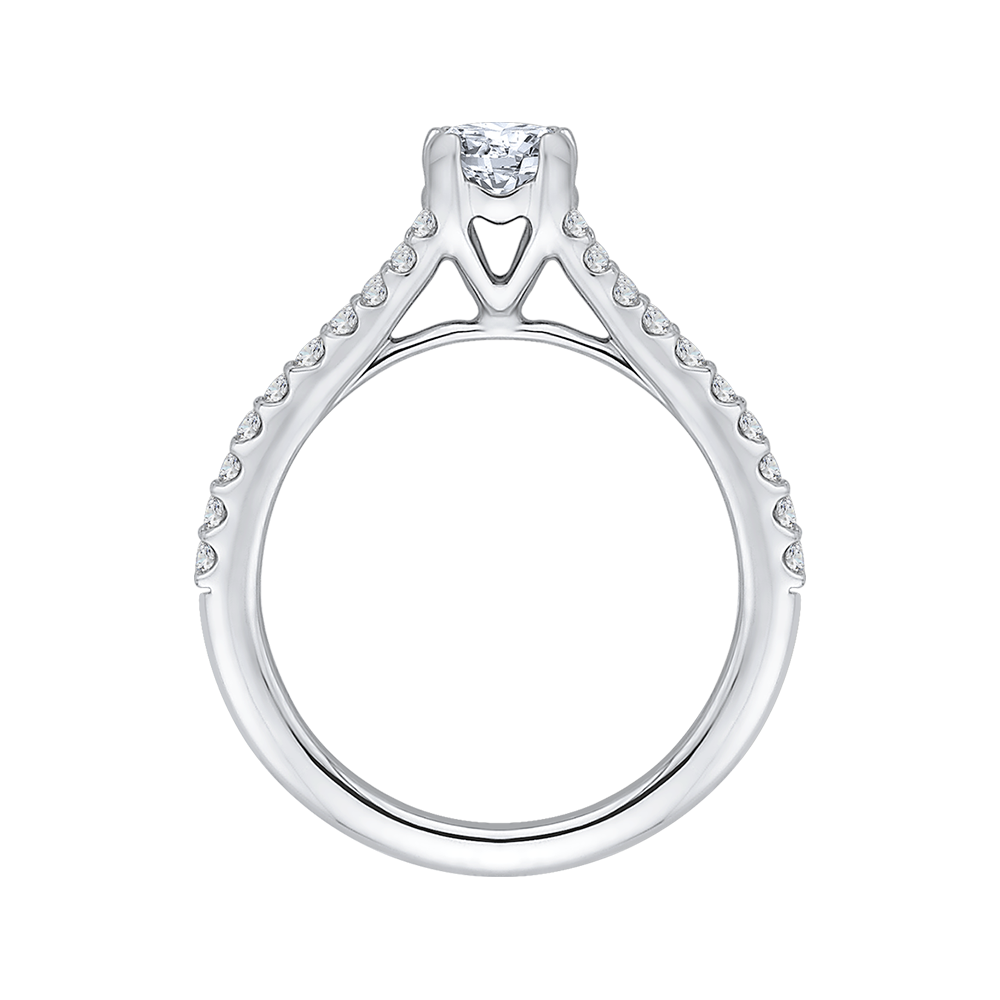 Split Shank Round Diamond Engagement Ring in 14K White Gold