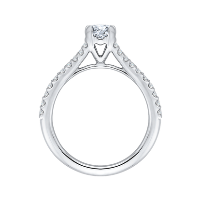 Split Shank Round Diamond Engagement Ring in 14K White Gold