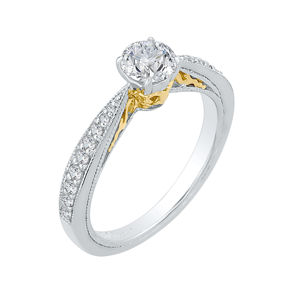 Round Diamond Engagement Ring in 14K Two Tone Gold