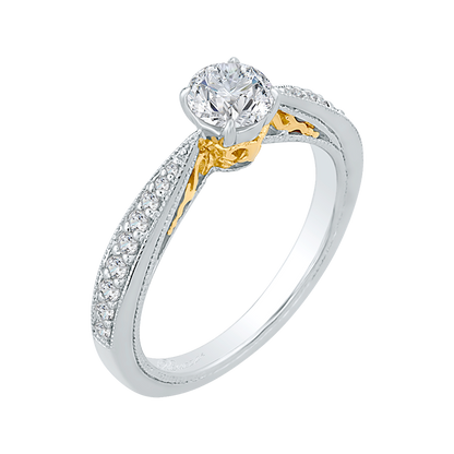 Round Diamond Engagement Ring in 14K Two Tone Gold