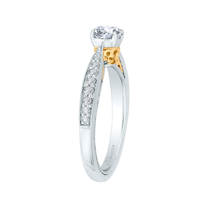 Round Diamond Engagement Ring in 14K Two Tone Gold