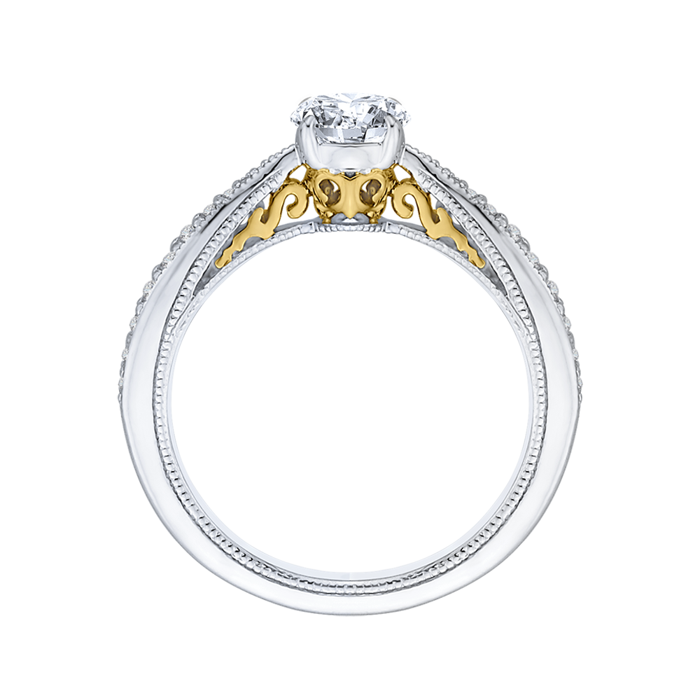 Round Diamond Engagement Ring in 14K Two Tone Gold