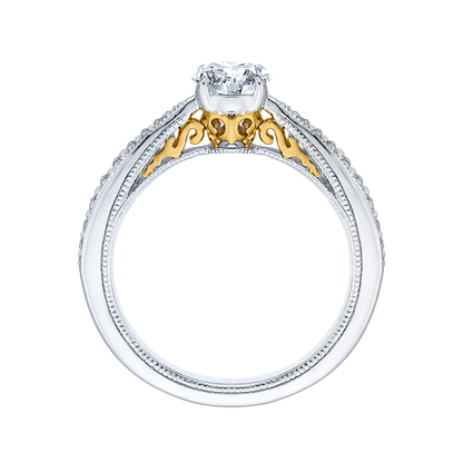 Round Diamond Engagement Ring in 14K Two Tone Gold