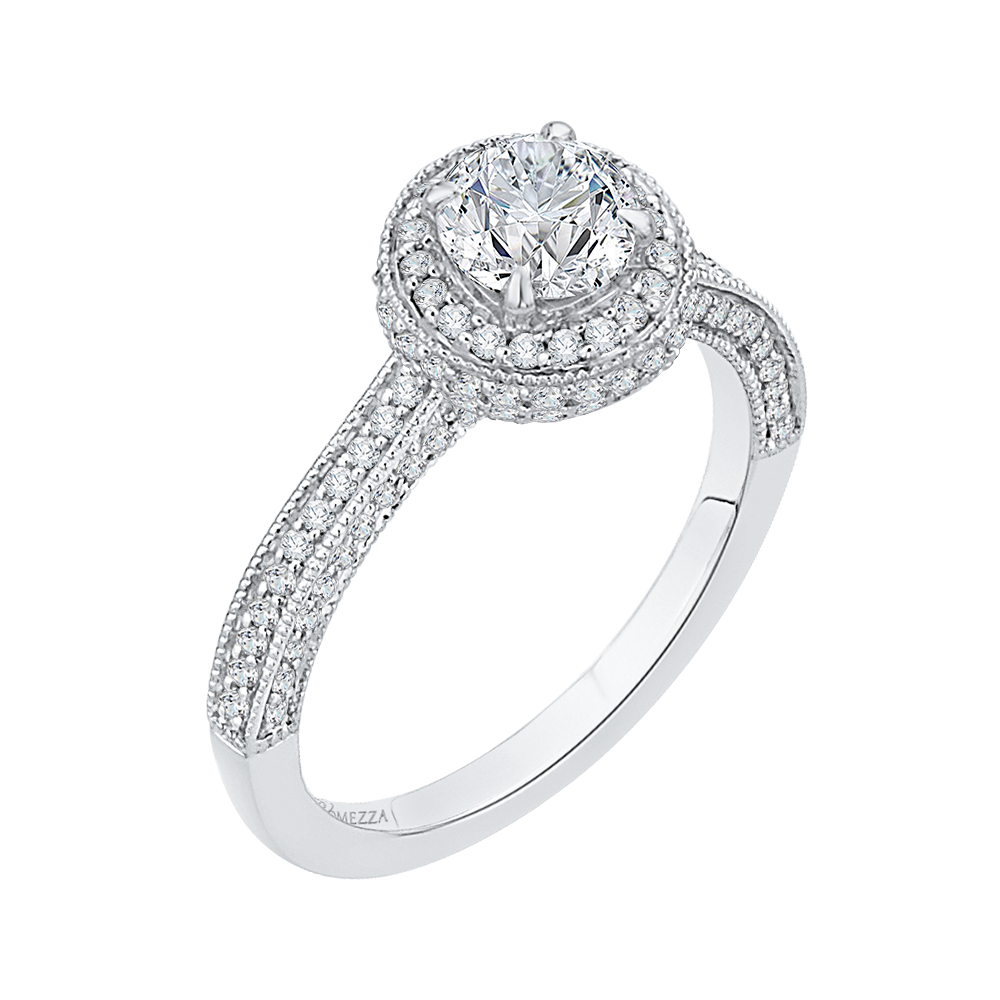 Diamond Halo Engagement Ring in 14K White Gold