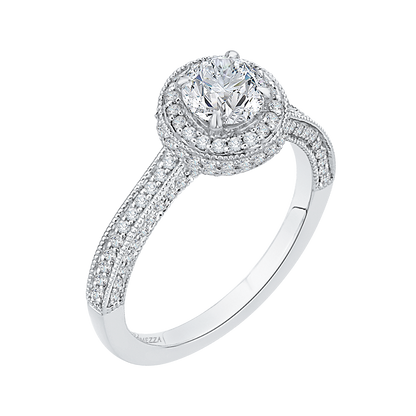 Diamond Halo Engagement Ring in 14K White Gold