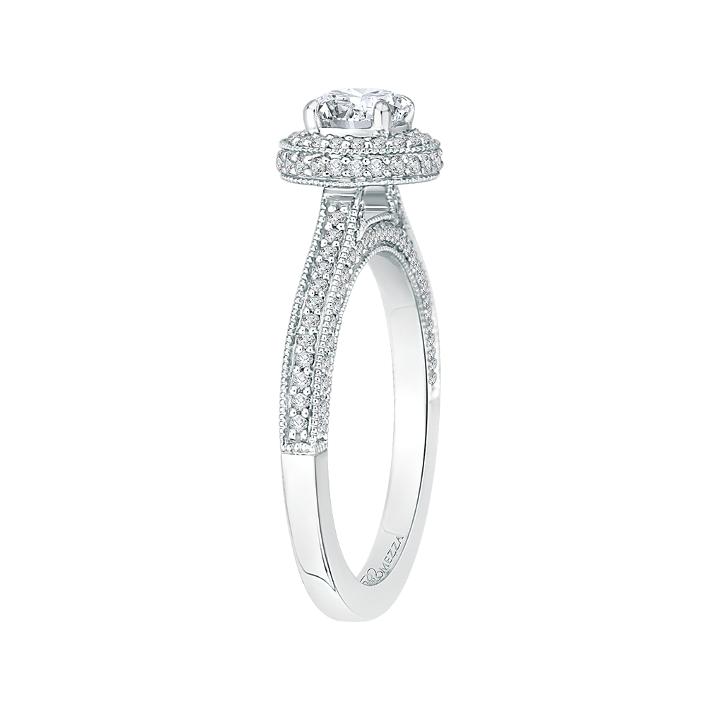 Diamond Halo Engagement Ring in 14K White Gold