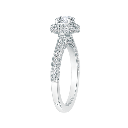 Diamond Halo Engagement Ring in 14K White Gold