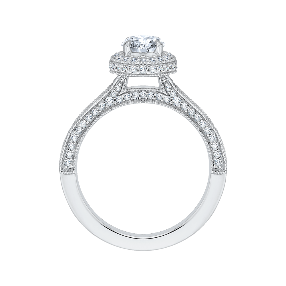 Diamond Halo Engagement Ring in 14K White Gold