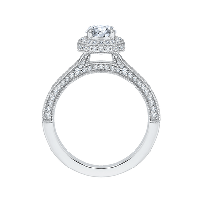 Diamond Halo Engagement Ring in 14K White Gold