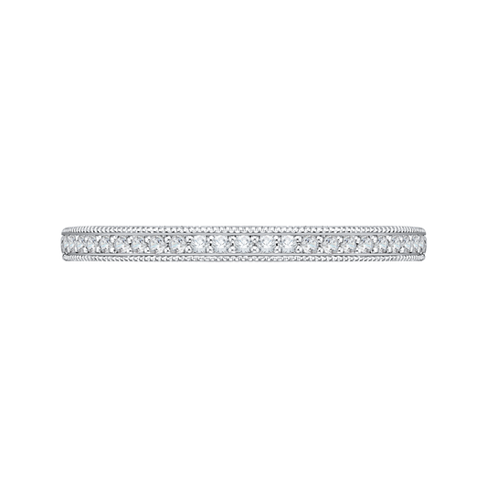 Round Diamond Half-Eternity Wedding Band in 14K White Gold