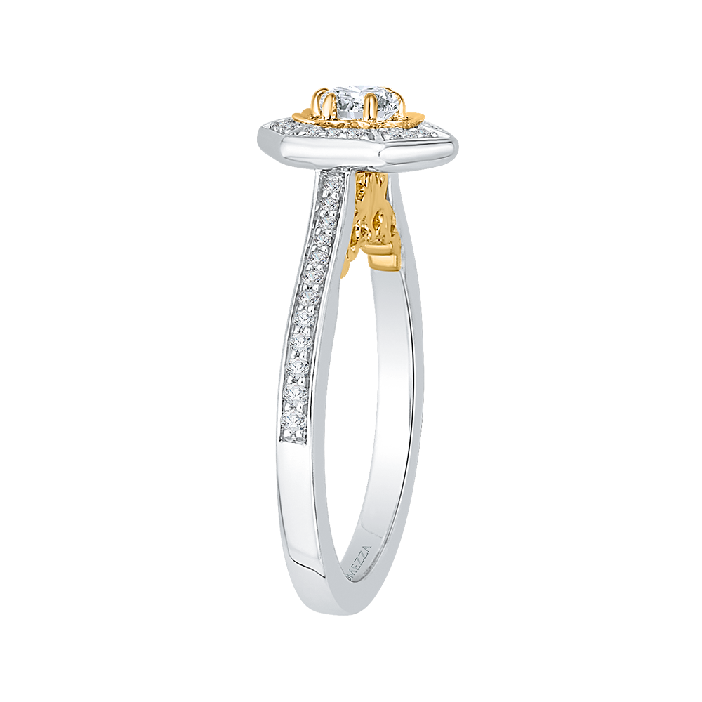 Round Diamond Vintage Engagement Ring in 14K Two Tone Gold