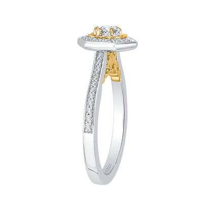 Round Diamond Vintage Engagement Ring in 14K Two Tone Gold