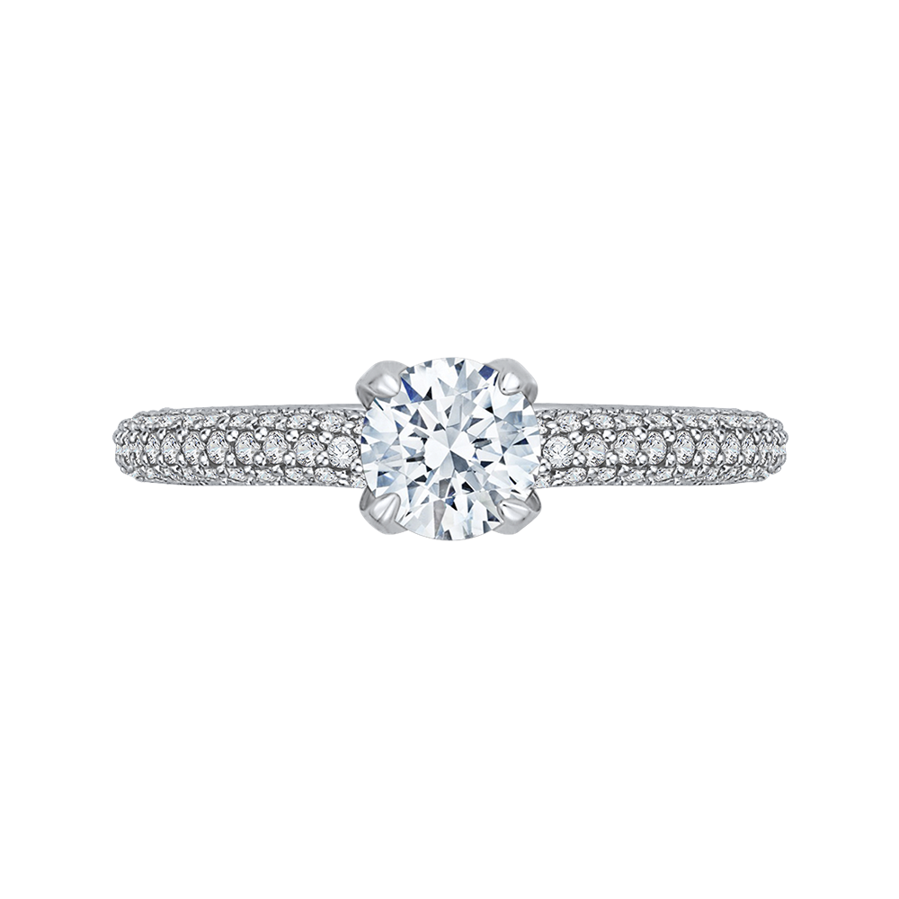 Round Diamond Cathedral Style Engagement Ring in 14K White Gold