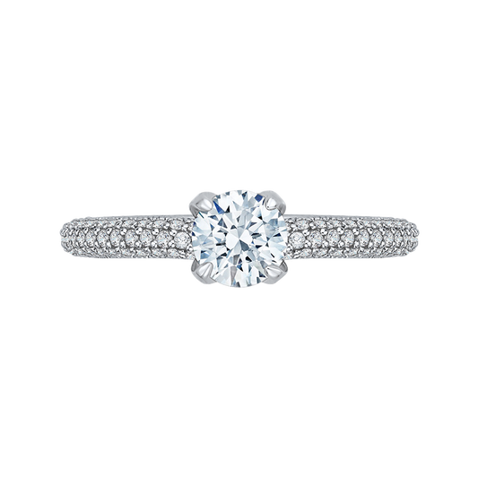 Round Diamond Cathedral Style Engagement Ring in 14K White Gold