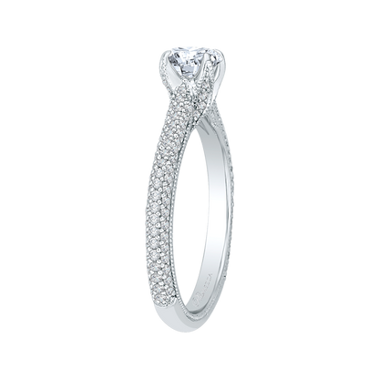 Round Diamond Cathedral Style Engagement Ring in 14K White Gold