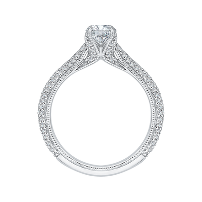 Round Diamond Cathedral Style Engagement Ring in 14K White Gold