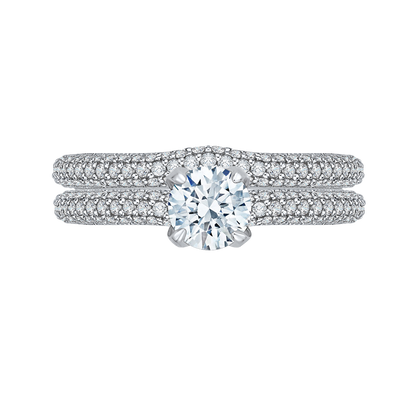 Round Diamond Cathedral Style Engagement Ring in 14K White Gold