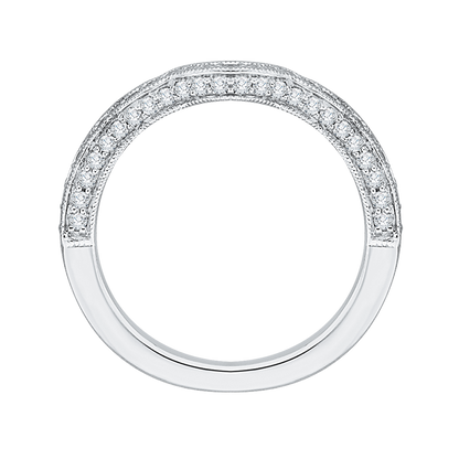 Round Diamond Half-Eternity Wedding Band in 14K White Gold