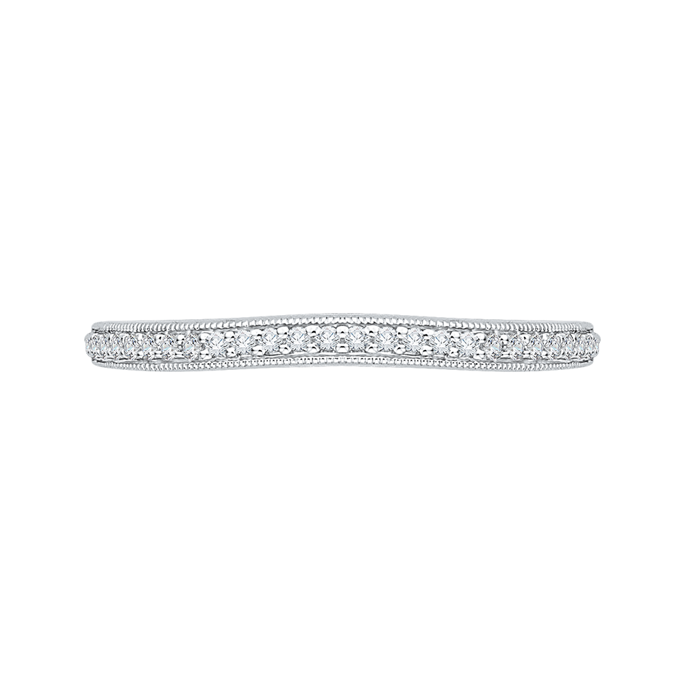 Round Diamond Half-Eternity Wedding Band in 14K White Gold