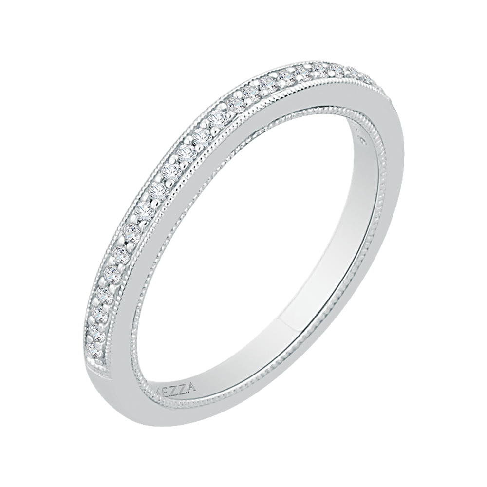 Round Diamond Half-Eternity Wedding Band in 14K White Gold