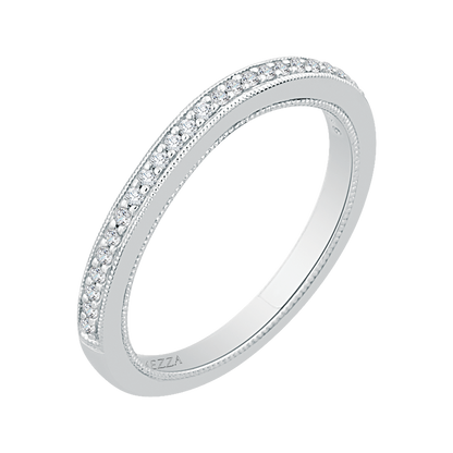 Round Diamond Half-Eternity Wedding Band in 14K White Gold