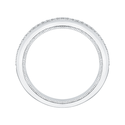 Round Diamond Half-Eternity Wedding Band in 14K White Gold