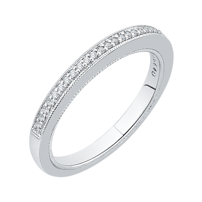 Round Diamond Half-Eternity Wedding Band in 14K White Gold