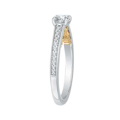 Round Diamond Engagement Ring in 14K Two Tone Gold