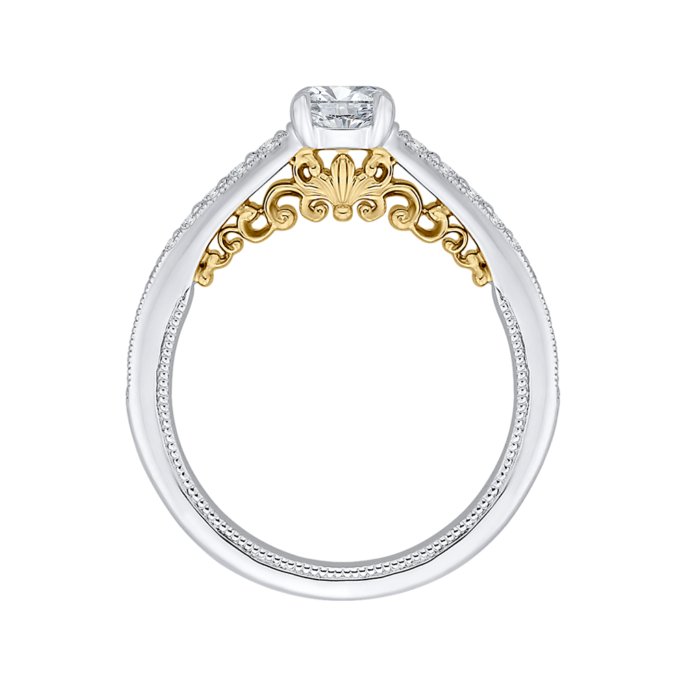 Round Diamond Engagement Ring in 14K Two Tone Gold