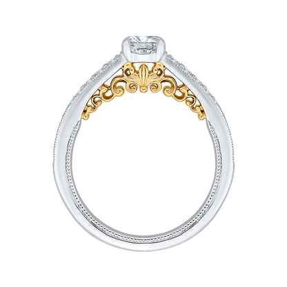 Round Diamond Engagement Ring in 14K Two Tone Gold