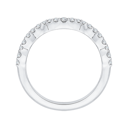 Round Diamond Half-Eternity Wedding Band in 14K White Gold