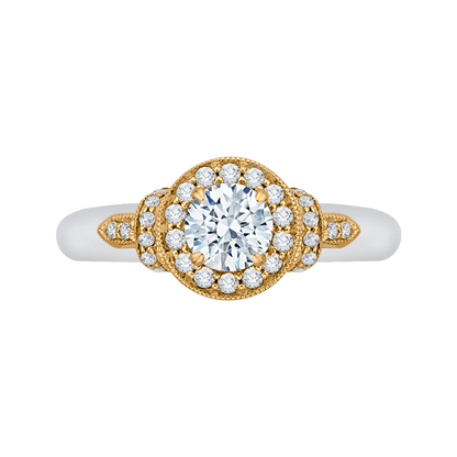 Round Diamond Halo Engagement Ring in 14K Two Tone Gold