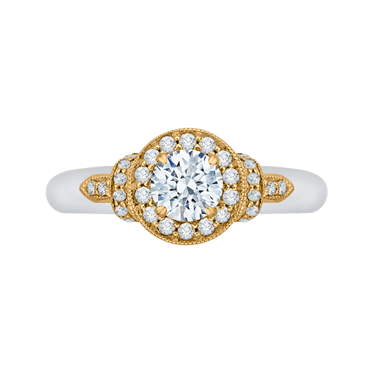 Round Diamond Halo Engagement Ring in 14K Two Tone Gold