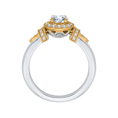 Round Diamond Halo Engagement Ring in 14K Two Tone Gold