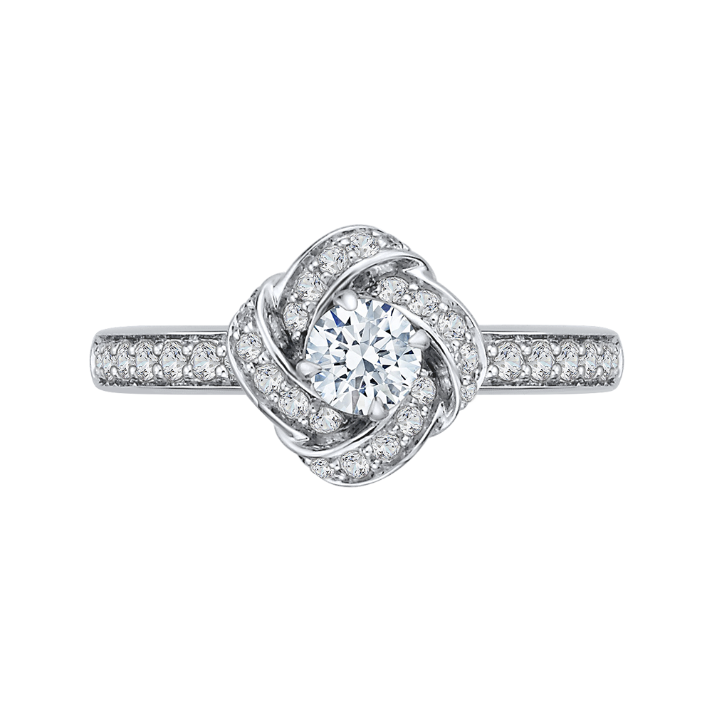 Round Diamond Knotted Engagement Ring in 14K White Gold