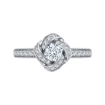 Round Diamond Knotted Engagement Ring in 14K White Gold