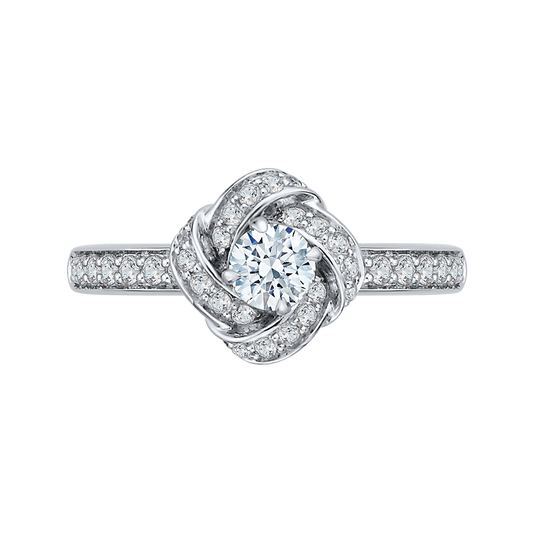 Round Diamond Knotted Engagement Ring in 14K White Gold