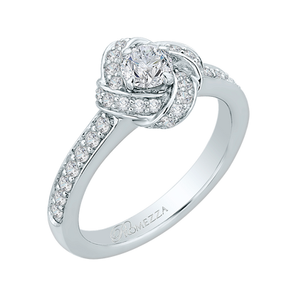 Round Diamond Knotted Engagement Ring in 14K White Gold