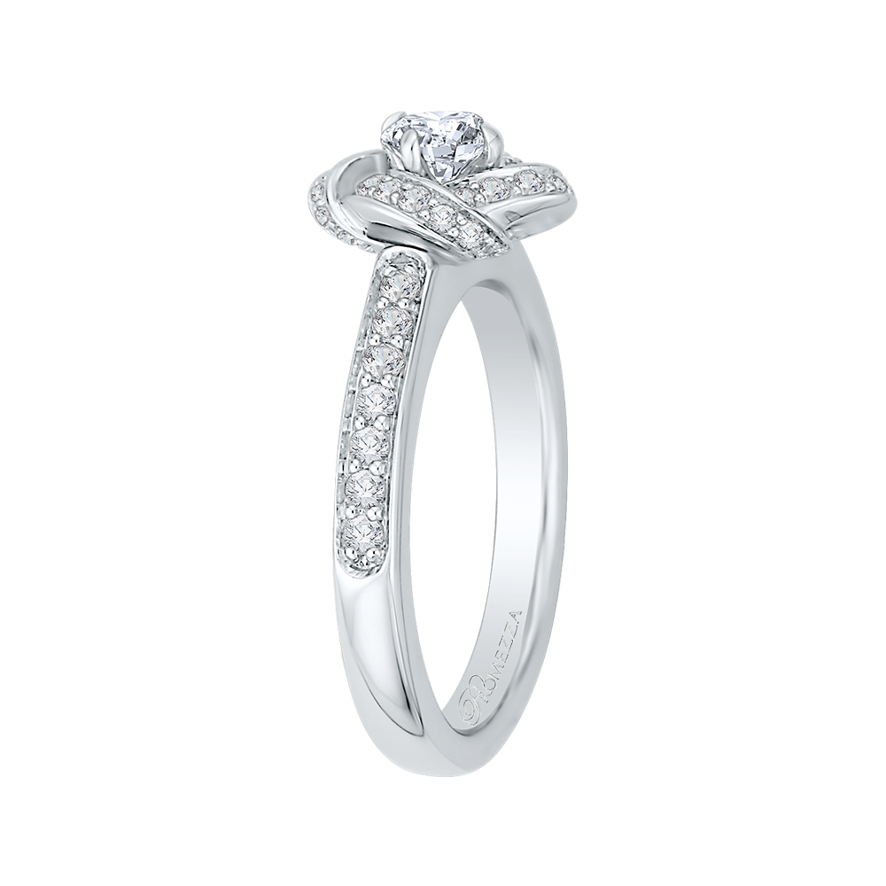 Round Diamond Knotted Engagement Ring in 14K White Gold