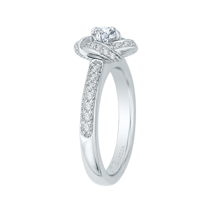 Round Diamond Knotted Engagement Ring in 14K White Gold