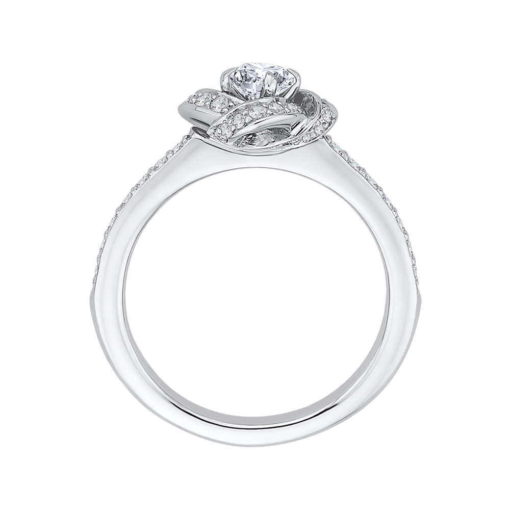 Round Diamond Knotted Engagement Ring in 14K White Gold