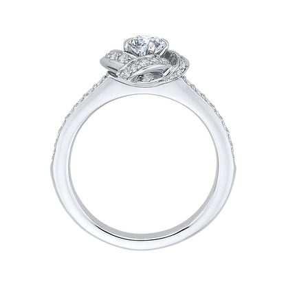 Round Diamond Knotted Engagement Ring in 14K White Gold