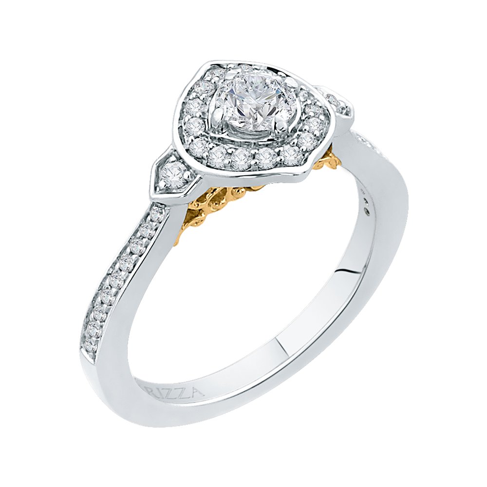 Round Diamond Engagement Ring in 14K Two Tone Gold