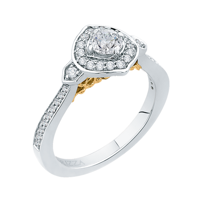 Round Diamond Engagement Ring in 14K Two Tone Gold