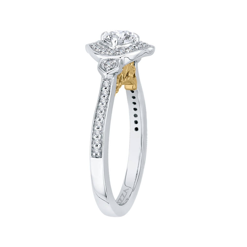 Round Diamond Engagement Ring in 14K Two Tone Gold