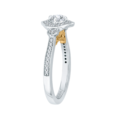 Round Diamond Engagement Ring in 14K Two Tone Gold